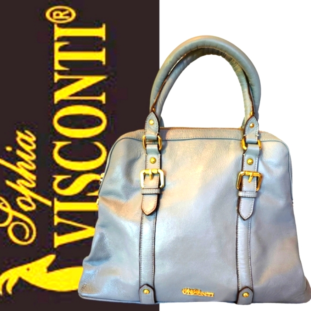 SOPHIA VISCONTI  grey leather satchel bag